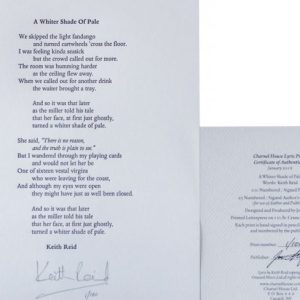 A Whiter Shade of Pale broadside by Keith Reid